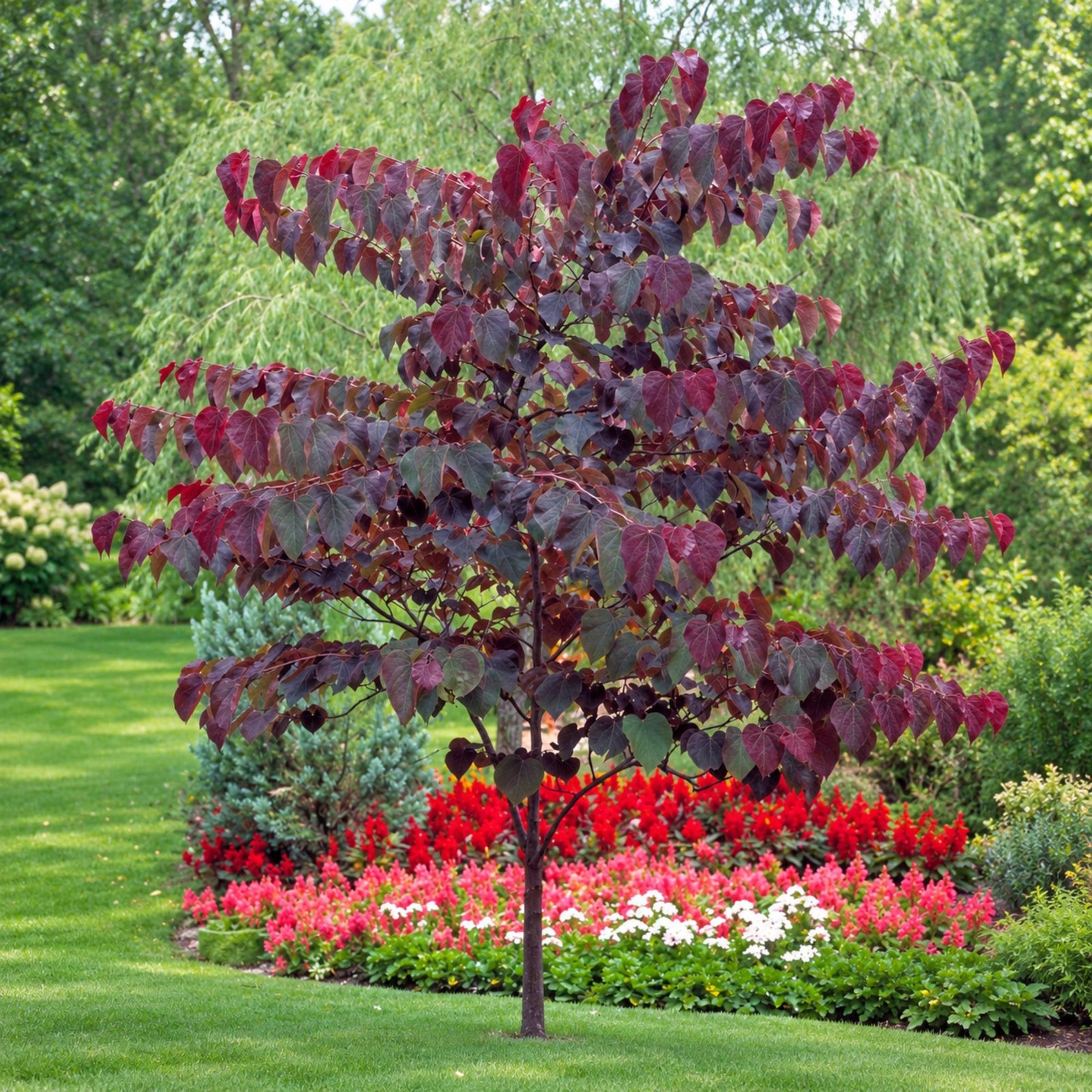 bordo-levelü-judasfa-Cercis-canadensis-Forest Pansy-diszfa-csemete-ar-www.koronakert.hu-2 Bordó levelű Júdásfa 200cm "Cercis canadensis Forest Pansy" (cserepes díszfa)
