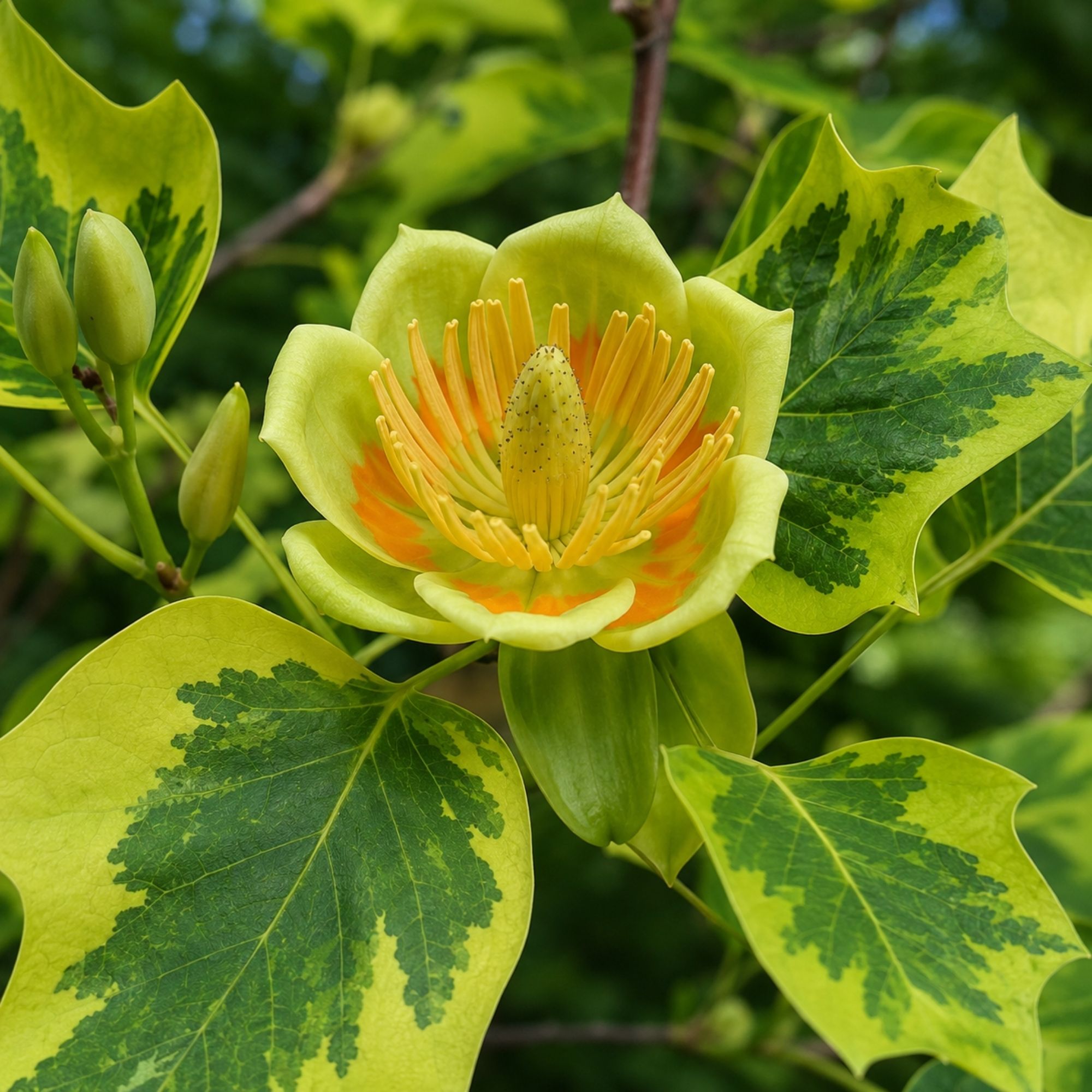 tulipanfa-sarga-tarka-levelü-Liriodendron tulipifera-Aureomarginatum-csemete-ár-www.koronakert.hu-10 Arany tarka levelű Tulipánfa ‘Aureomarginatum’ Liriodendron tulipifera (konténeres díszfa)