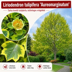 Arany tarka levelű Tulipánfa ‘Aureomarginatum’ Liriodendron tulipifera (konténeres díszfa)