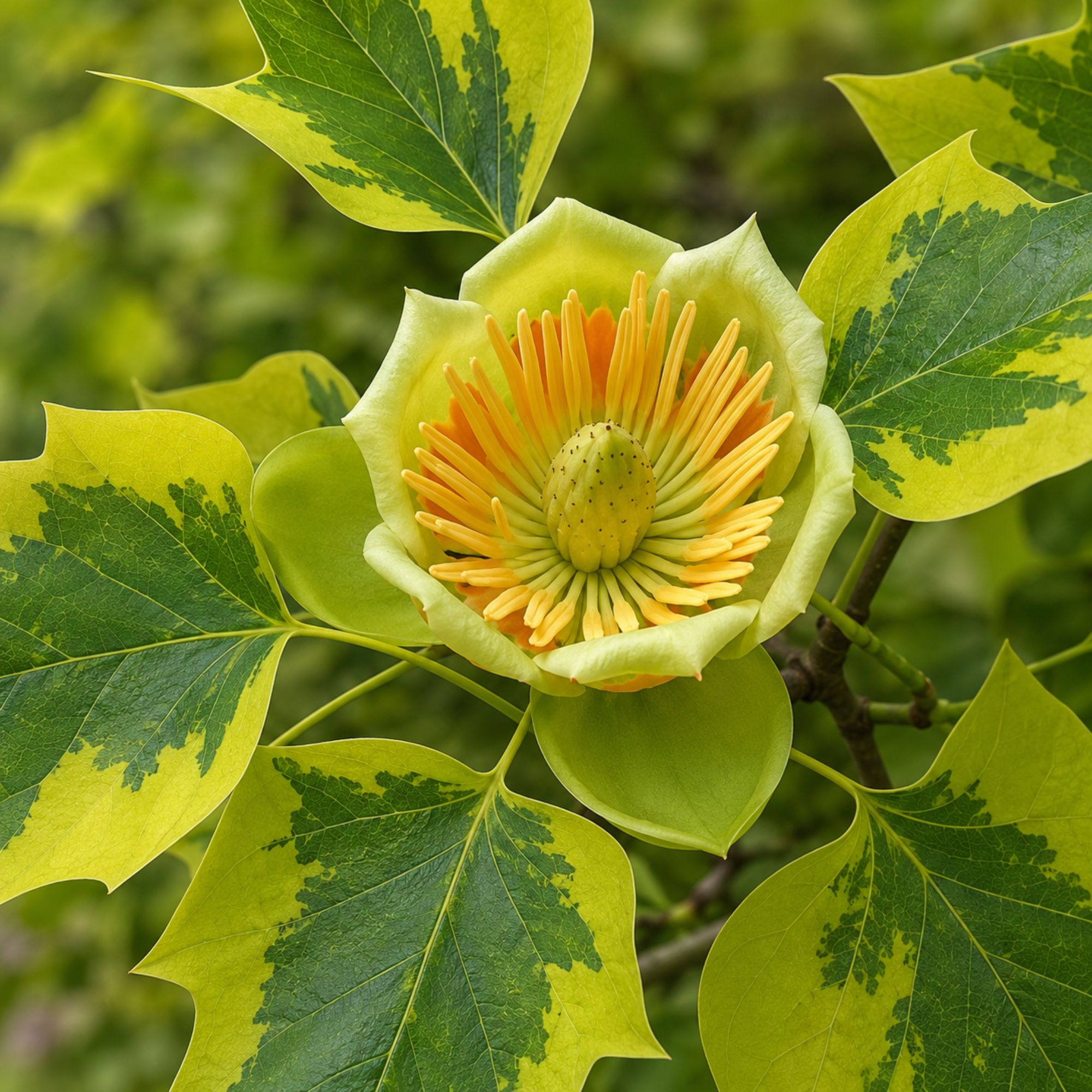 tulipanfa-sarga-tarka-levelü-Liriodendron tulipifera-Aureomarginatum-csemete-ár-www.koronakert.hu-8 Arany tarka levelű Tulipánfa ‘Aureomarginatum’ Liriodendron tulipifera (konténeres díszfa)