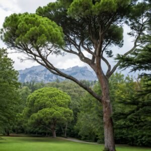 mandulafenyő, pinus pinea, cserepes diszfenyö